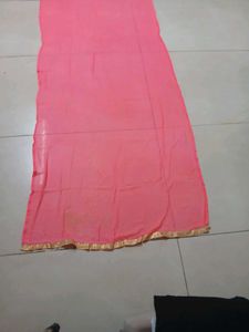 Pink Dupatta with Gold Border