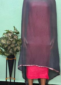 Elegant Green &amp; Gold Dupatta khaki with lace silk