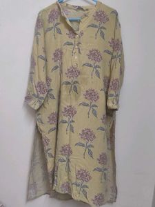 Yellow Floral Print Kurta