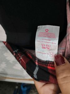 Trendy  Red Checkered Flared Trousers