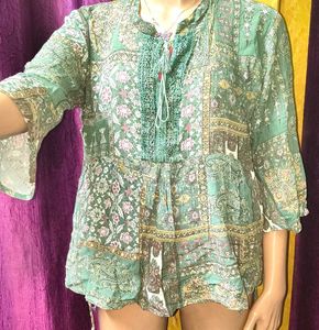 🇬🇧Girls Top Bohemian Print Peplum western Latest