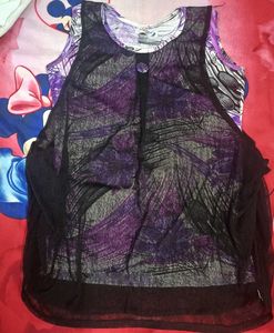 Chic Purple Abstract A-line Top