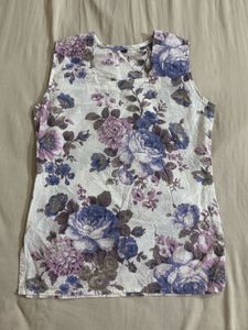 Floral Sleeveless Short Kurti