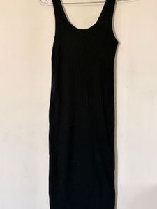 Black Ribbed Tank Dress