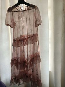 Sheer Floral Ruffle Dress