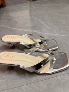 Stylish Silver Block Heel Sandals