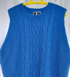 Bright Blue Cable Knit Sweater Vest