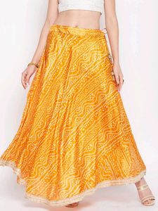 Beautiful Orange Bandhani Skirt
