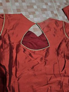 Red Silk kurtiwith Golden Embellishments