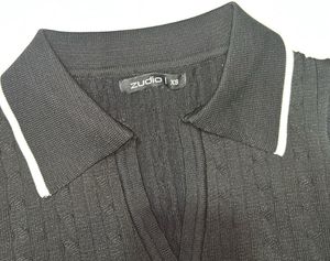 Chic Cable Knit Polo Sweater
