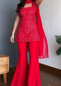 Vibrant Red Ethnic Kurta Set