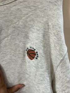 Grey Crewneck Sweatshirt with Basketball Graphic