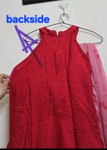 Vibrant Red Kurta Set with die Dupatta