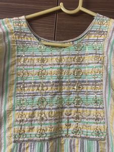 Striped Embroidered Kurti