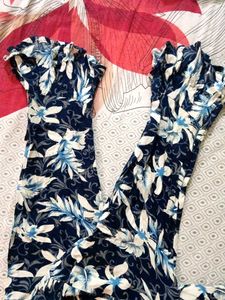 Blue Floral Print Tunic Top