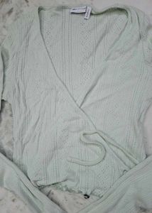 Light Green Wrap Crop Top
