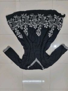 Stylish Black Kurta with White Embroidery
