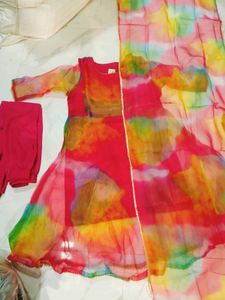 Vibrant Tie-Dye Kurta Set with Dupatta