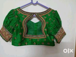 Designer Green Embroidered Blouse