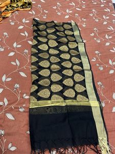 black Banarasi Silk Dupatta
