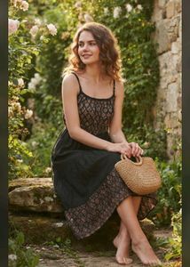 Boho Black Tiered Midi Dress