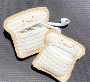 Cute Toast Crochet Earphone Holder