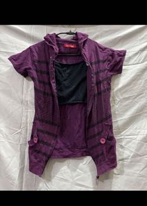 🌸Striped Purple Hooded Cardigan