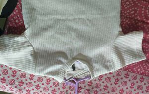 White Textured Short Sleeve Top