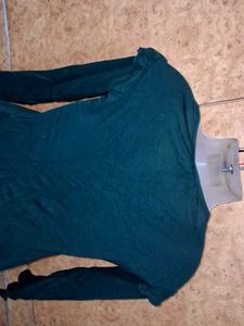 Chic Ruffled Dark Green Top