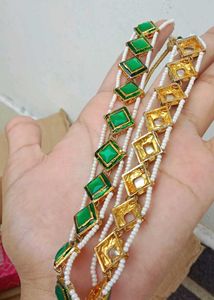 Green &amp; Gold Kundan Necklace