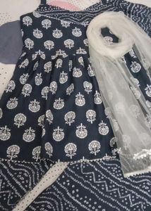 Elegant Navy Blue Kurta Set with Dupatta