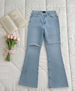 Light Wash Distressed Flare Jeans