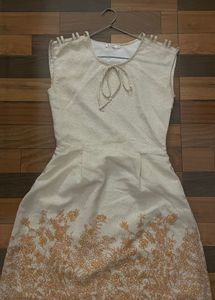Beige Floral Print Dress