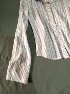 Striped Button-Up Chic Fitted Shirt