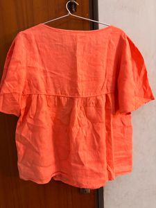 Peach Puff Sleeve Blouse