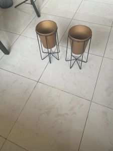 Metal Plant Pot with Stand (Set of 2)