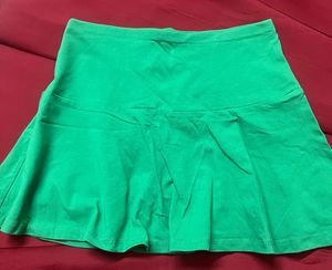 Green Pleated Mini Skirt