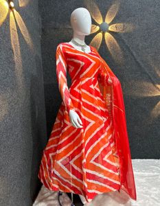 ATTRACTIVE ANARKALI ORANGE SUIT SET