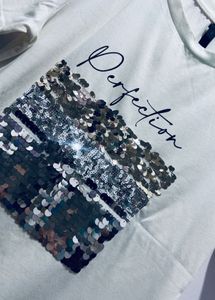 White Sequin Tee