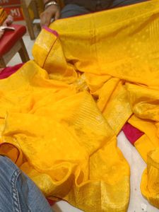 Vibrant Yellow Silk Saree