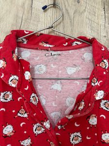 Cozy Red Christmas Pajama Top