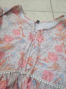 Boho Floral Print Kurta Top