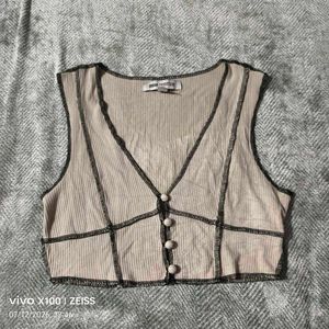 24127. Y2K nude button up top