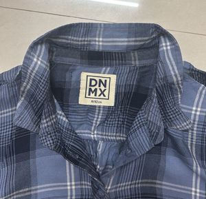 Blue Plaid Button-Up Shirt