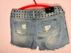 Studded Denim Shorts