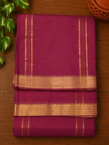 Magenta Mangalgiri Saree with Golden Borde