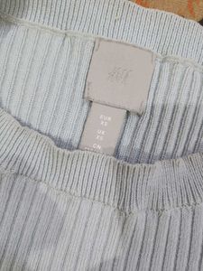 Light Blue Ribbed Button Shoulder Top