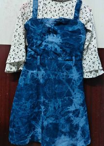 Stylish Blue Tie-Dye Midi Dress