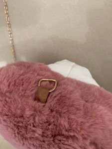 Cute Pink Teddy Bear Faux Fur Crossbody Bag
