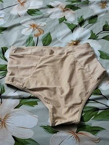 Striped High-Waisted Bikini Bottoms